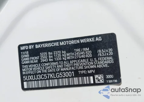 2019 BMW X4 xDrive30I z USA, uszkodzony, nr VIN 5UXUJ3C57KLG53001